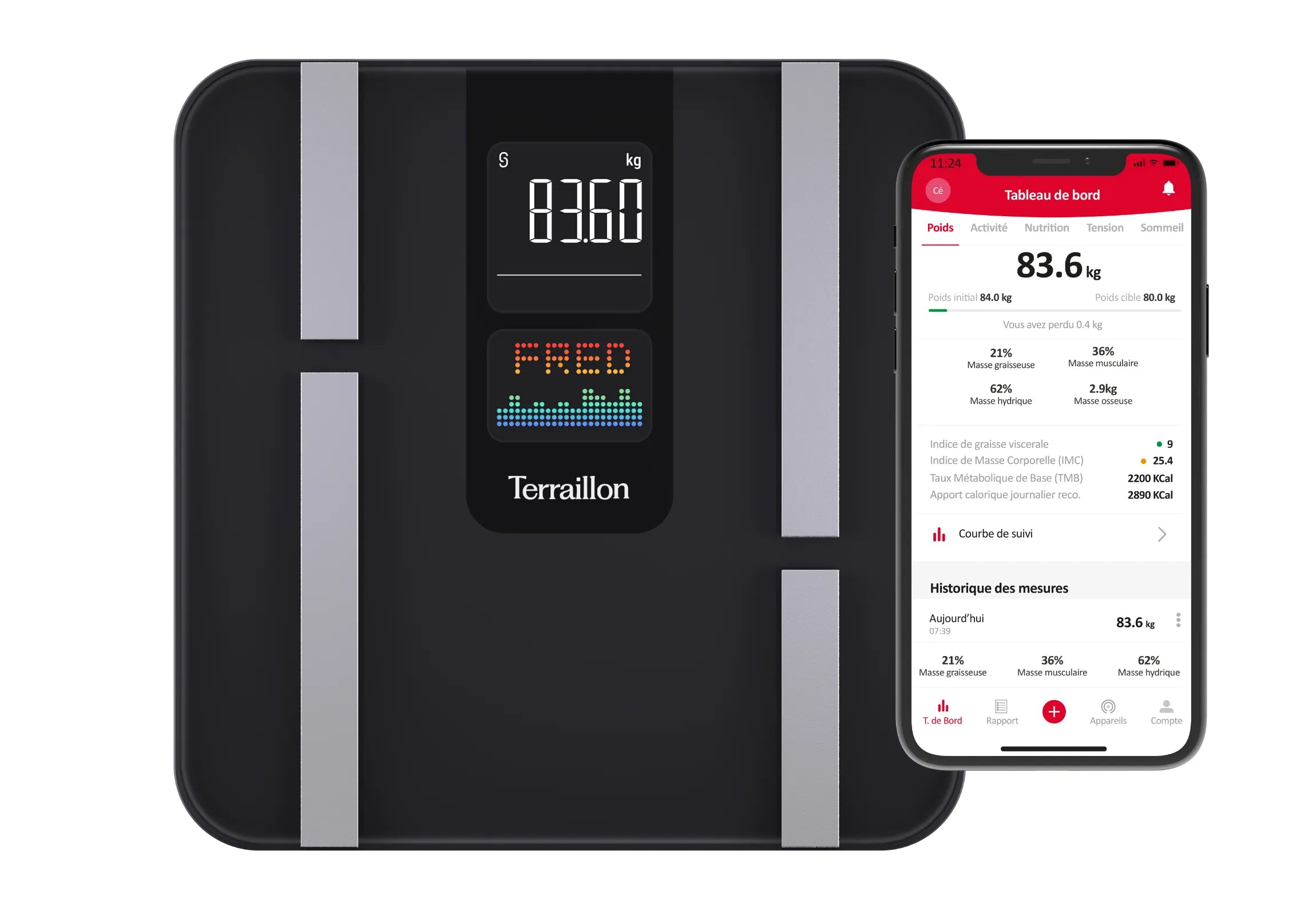 Pèse-personne connecté BODY COLOR CONNECT Bluetooth précis et pratique avec affichage application 